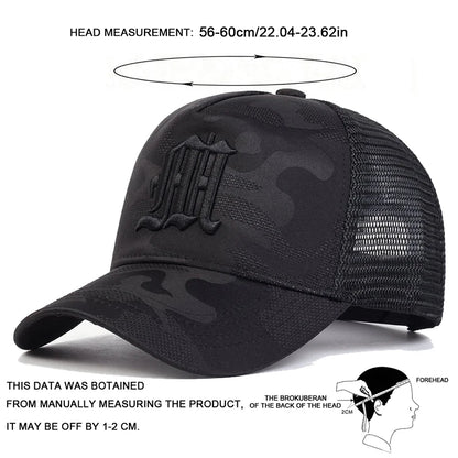 Fashion M Letter Camouflage Embroidery Baseball Net Caps Spring and Summer Outdoor Adjustable Casual Hats Sunscreen Hat