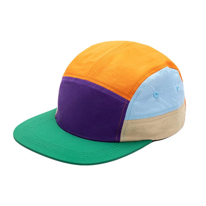 Color Block 5 Panel Cap Men Women UPF50+ Quick Dry Baseball Hat