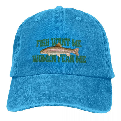 Pure Color Dad Hats Fish Want Me Women