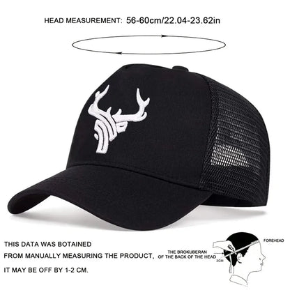 Unisex Antler Embroidered Baseball Cap Men Women Summer