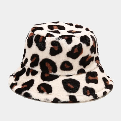 Winter Bucket Hat Women's Fashion Leopard Panama Warm Bucket Hats