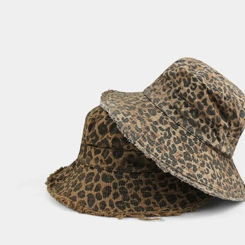 Autumn Ladies Leopard Print Fisherman Hat