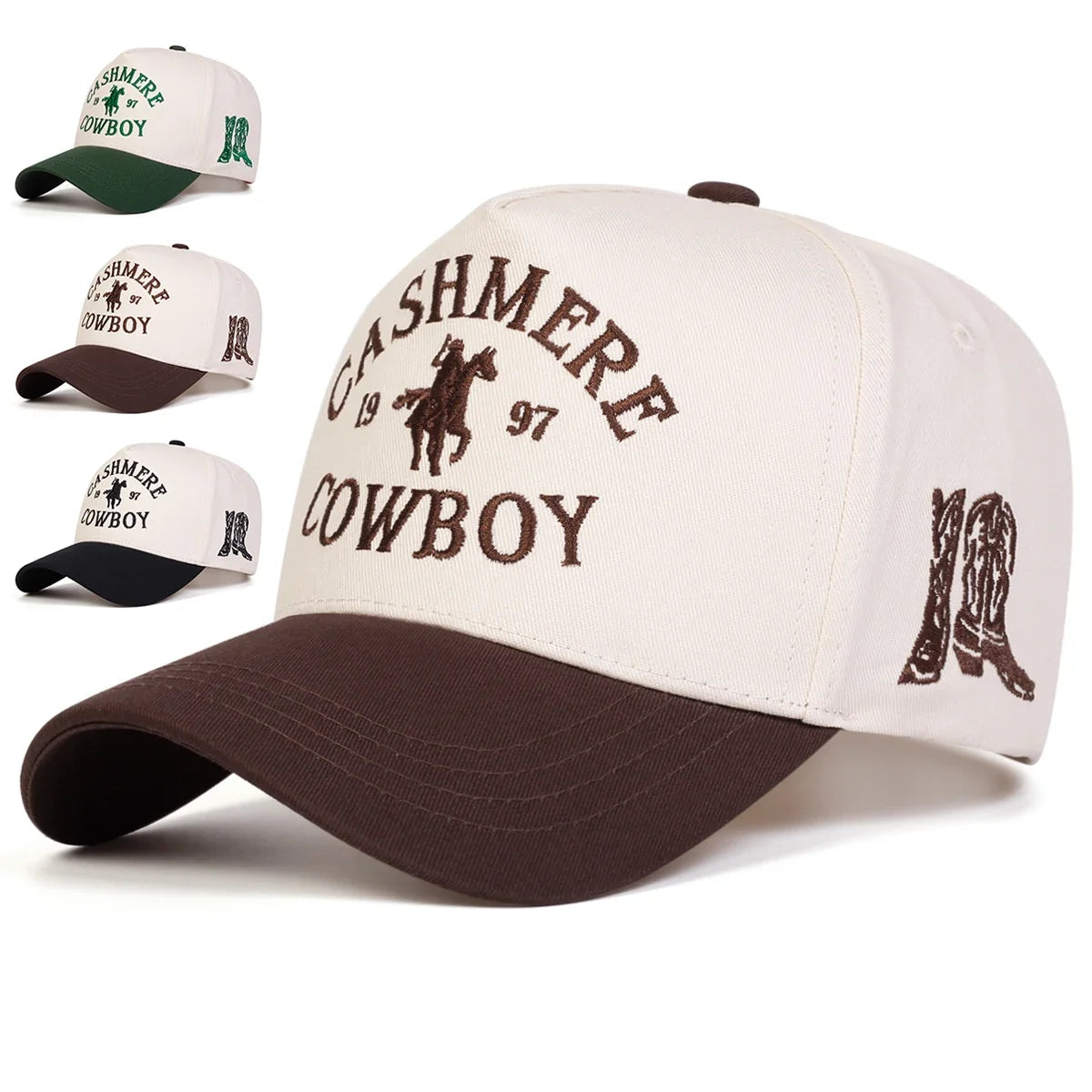Unisex COWBOY Letter Embroidery Baseball Caps Adjustable Casual Hats Sunscreen Hat Sports Cap
