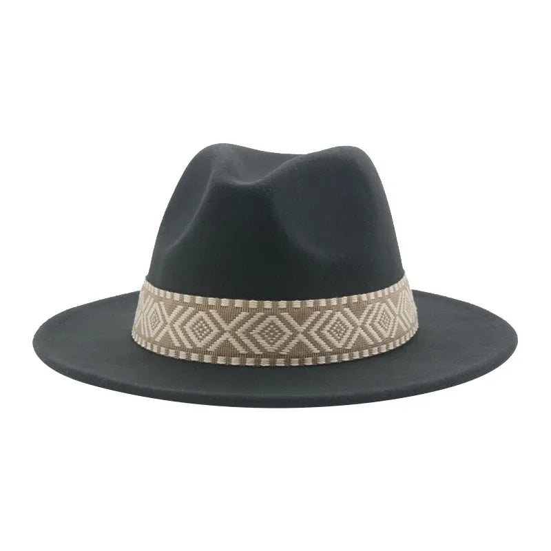 Panama Hat Western Cowboy Hats For Women Solid Big Brim Casual Fedoras Men Women