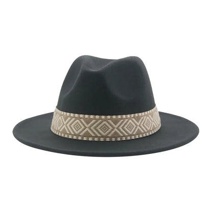 Panama Hat Western Cowboy Hats For Women Solid Big Brim Casual Fedoras Men Women