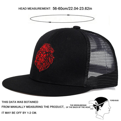 Unisex Lion Head Embroidery Hip-hop Net Hats Spring Summer