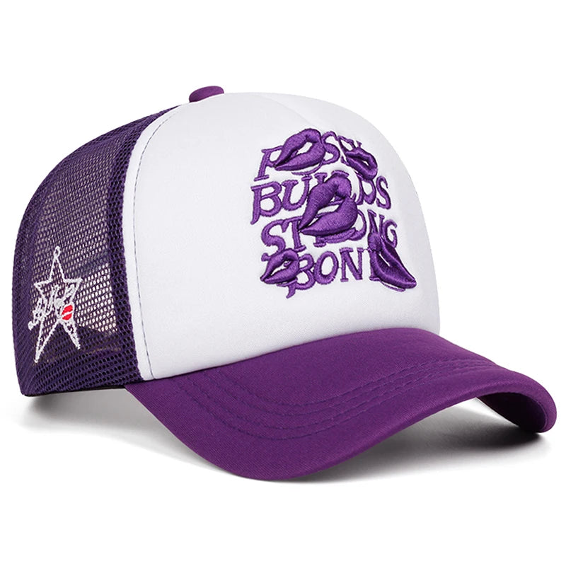 Simple Creative New Mesh Hat Lipprint Embroidery Street Hip Hop Hat Outdoor Sports