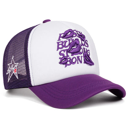 Simple Creative New Mesh Hat Lipprint Embroidery Street Hip Hop Hat Outdoor Sports