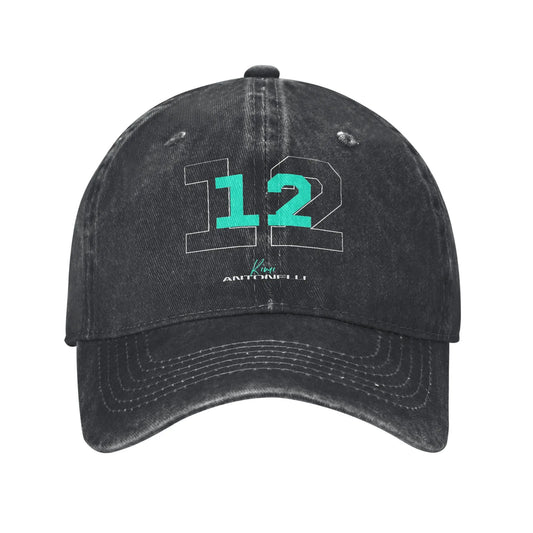 Kimi Antonelli 12 Black and Green Baseball Cap