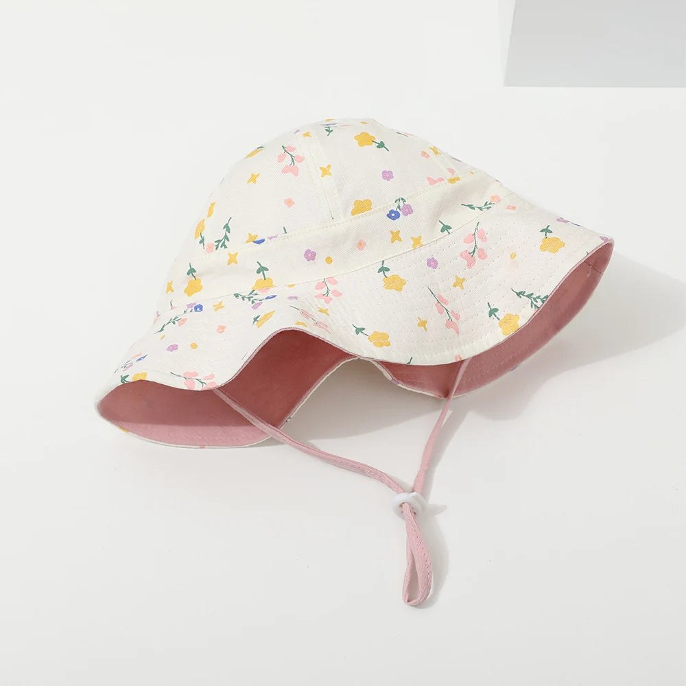 Flower Double Sided Children Bucket Hats Summer Baby Hat