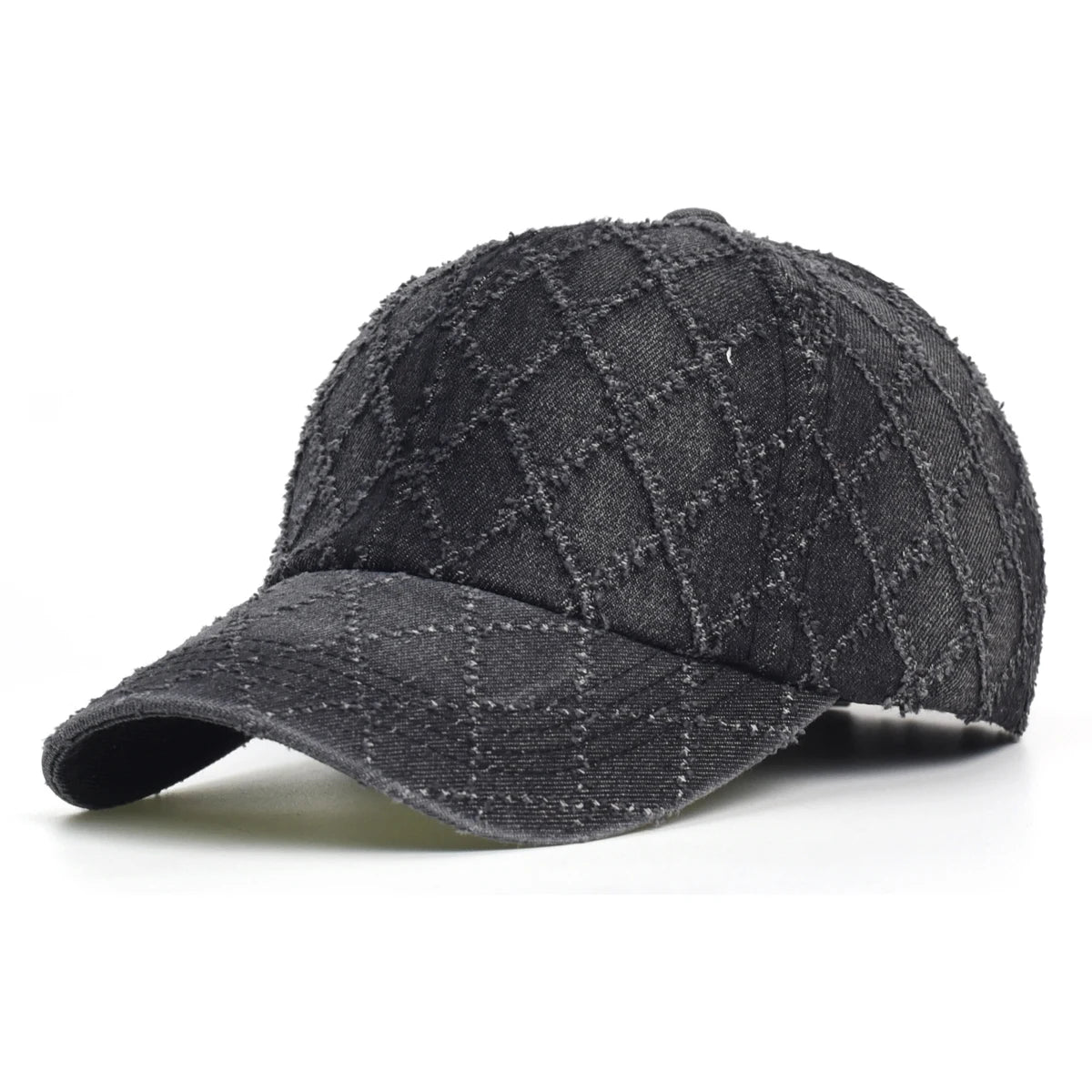 Lattice Washed Cotton Baseball Cap Men Women Vintage Denim Dad Hat