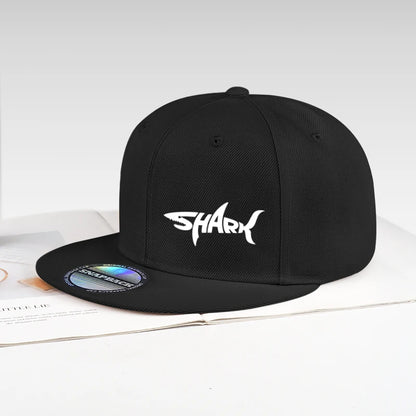 Shark Letter Print Flat-Brim Cap Snapback Cap
