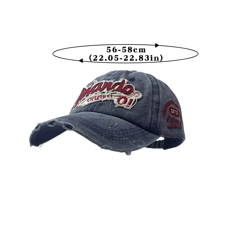 Hip Hop Holes Baseball Hat For Men Women Retro Washed Cotton Peaked Cap