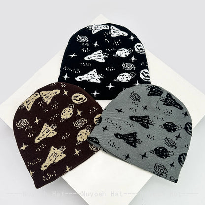 New Men Women Interesting Rocket Planet Jacquard Knitted Hats