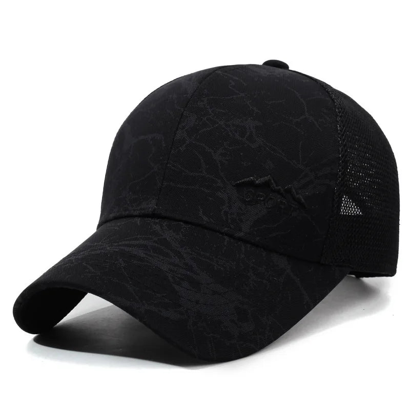 Men Women Camo Stone Print Mesh Trucker Cap
