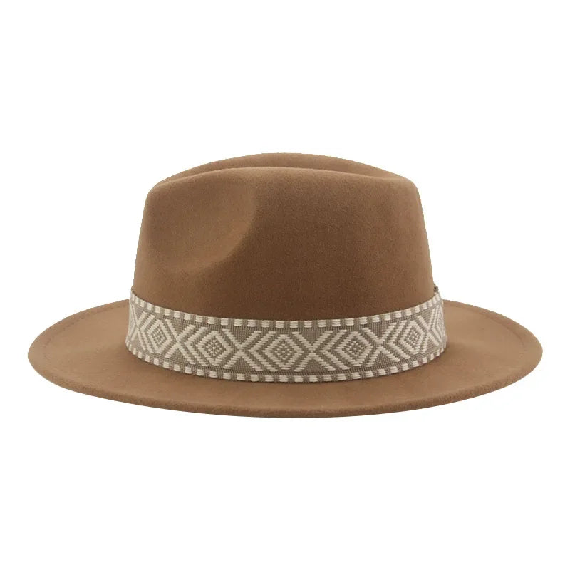 Panama Hat Western Cowboy Hats For Women Solid Big Brim Casual Fedoras Men Women