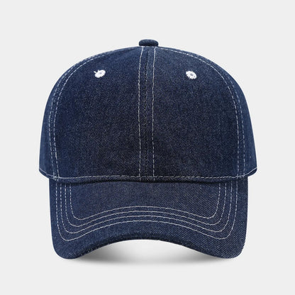 Solid Color Denim Baseball Cap For Women Korean Casual Duckbill Cap