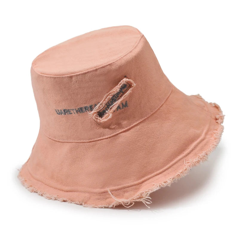 Solid Color Washed Distressed Fisherman Hat