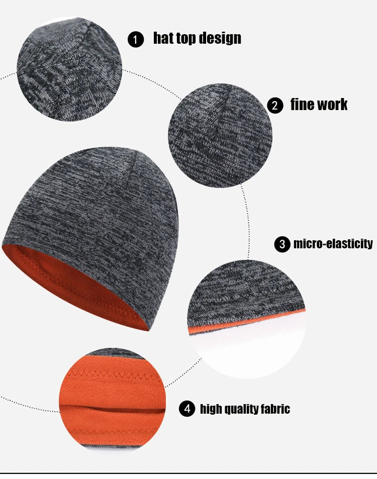 Men's Trendy Warm Ski Beanie Hat Women's New Outdoor Fashion Double-Sided