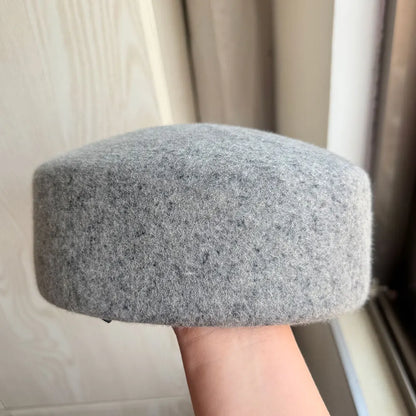 Classic Designer Ladies Black 100% Wool Beret Hat Fancy Felt Hat