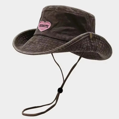 Japanese Retro Washed Cowboy Hats for Women Spring and Summer Bucket Caps