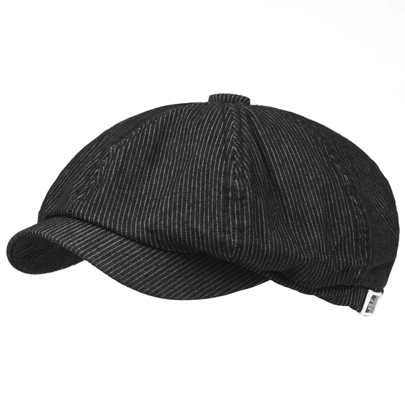 Stripe Newsboy Cap Peaky Casual Octagonal Hat