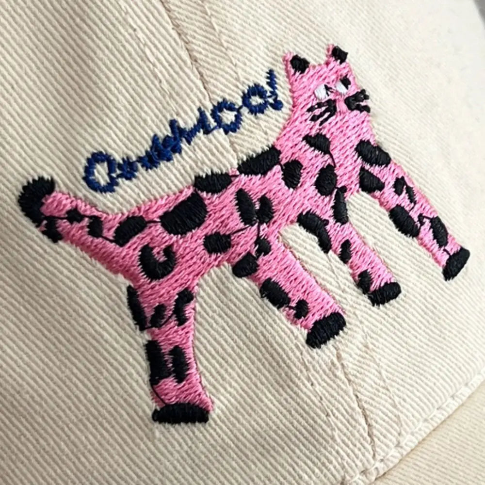 Retro Embroidered Embroidery Baseball Cap Spotted Cat Peaked Cap