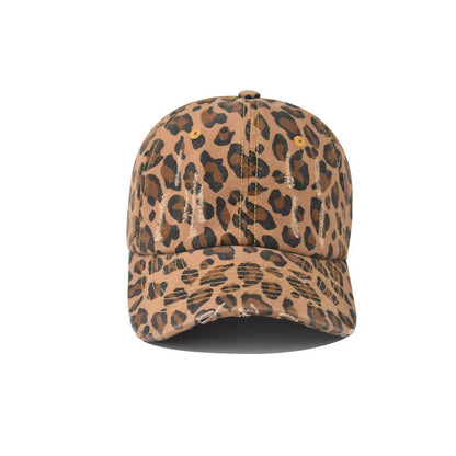 Women Men Adjustable Leopard Print Dad Trucker Hat