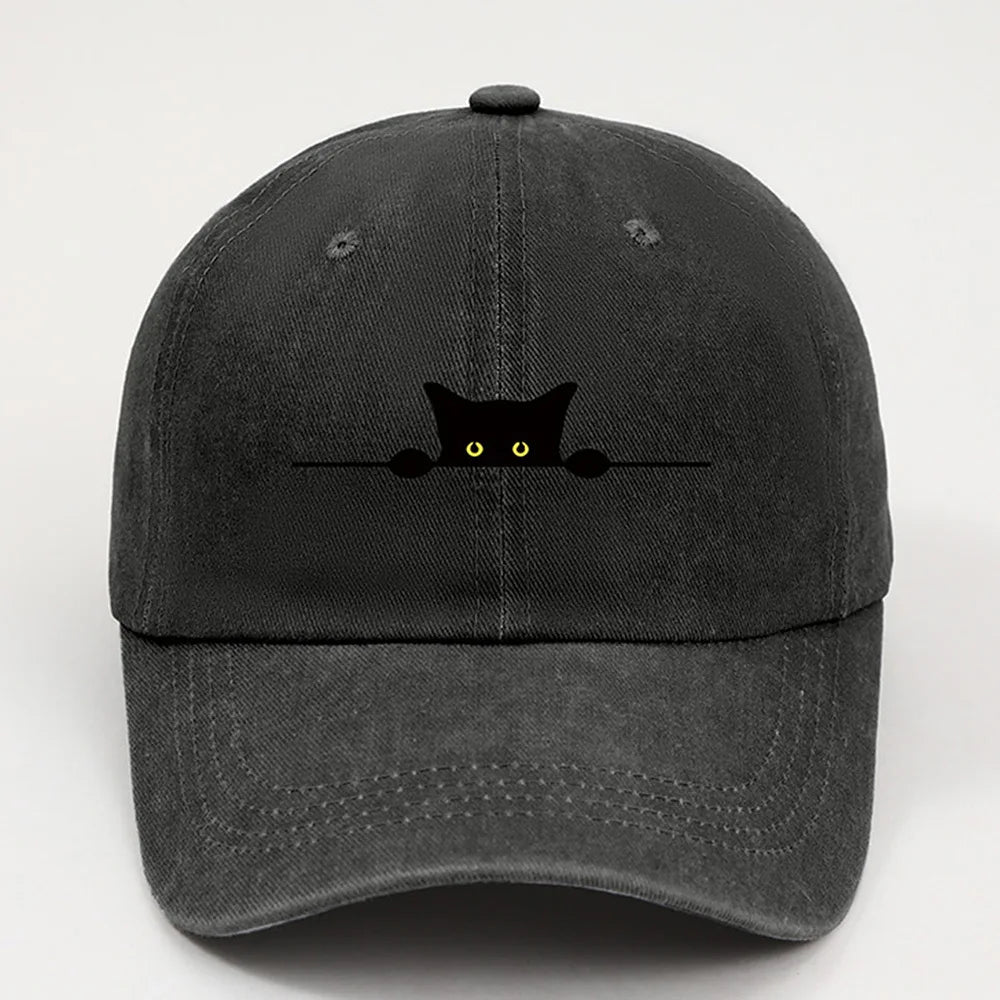 Cute Black Cat Printed Baseball Cap for Men and Women