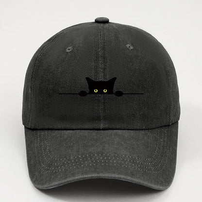 Cute Black Cat Printed Baseball Cap for Men and Women
