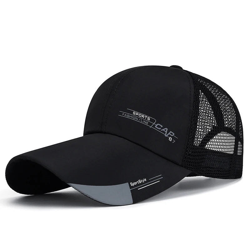 Mesh Sports Cap Men For Fish Breathable Baseball Cap Outdoor Visor Cap Long