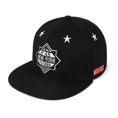 Korean-Style Trendy Embroidered Hexagram 45-Degree Hard-Top Flat-Brim Hat