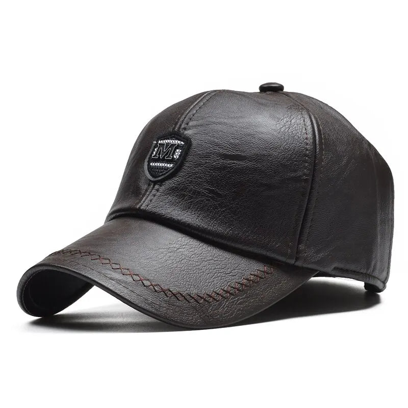 M Label Pu Leather Baseball Caps Spring And Autumn