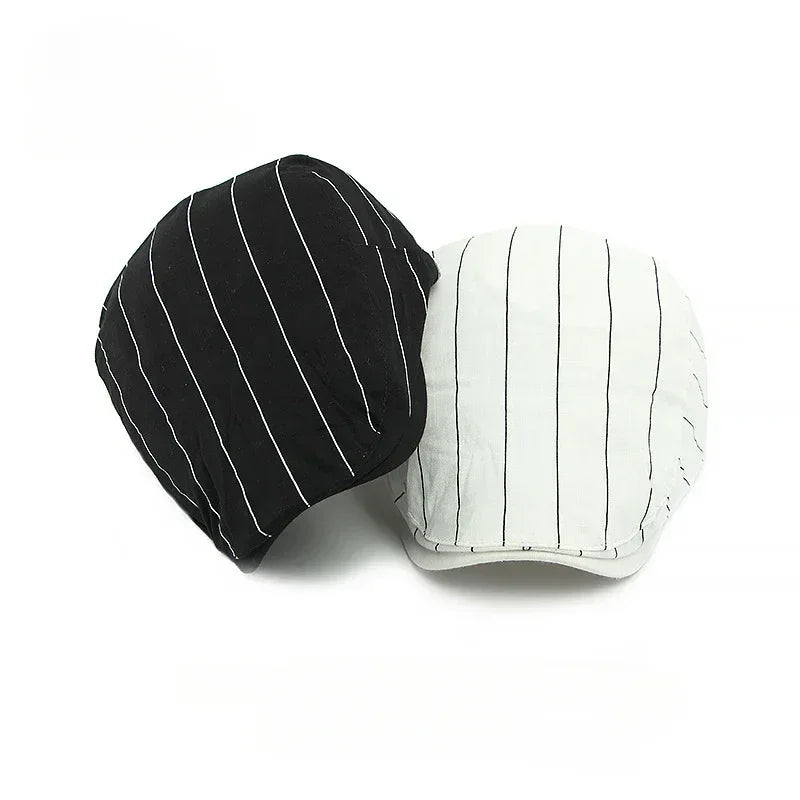 Women Men Simple Striped Summer Hat