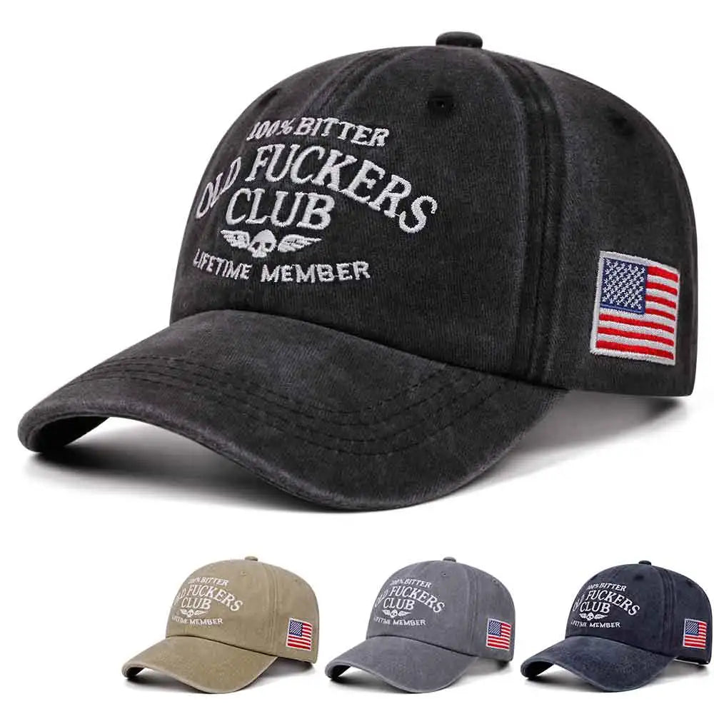 Old Club Vintage Wash Letter Embroidery Baseball Cap