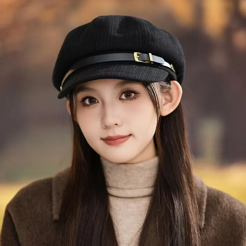 Women's Autumn And Winter Octagonal Beret Duck Tongue Painter Hat