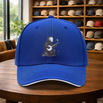 Bear Playing Banjo Graphic Baseball Cap