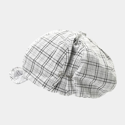 New Korean Plaid Soft Beret Hat Women's Cotton Newsboy Octagonal Hat