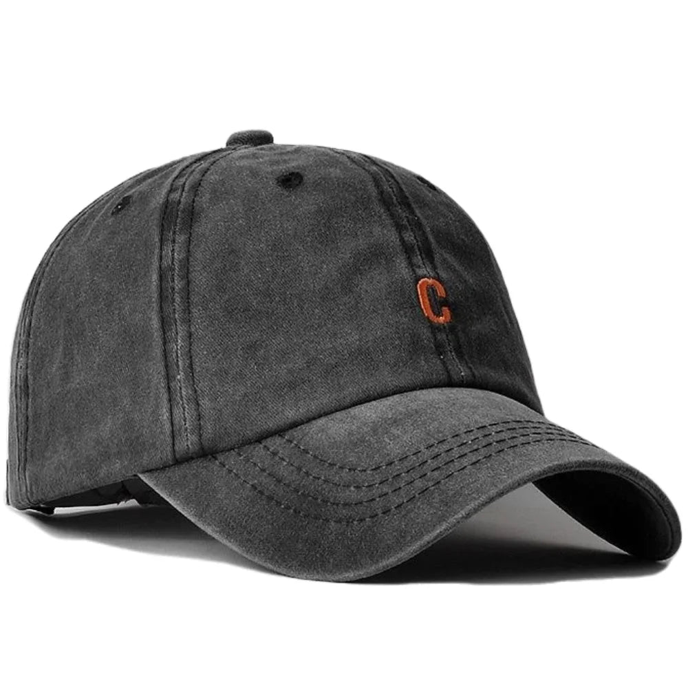 Unisex Washed Cotton Cap Letter C Embroidery Baseball Cap For Men Women