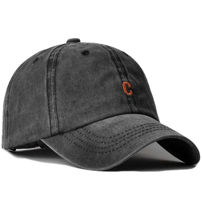 Unisex Washed Cotton Cap Letter C Embroidery Baseball Cap For Men Women