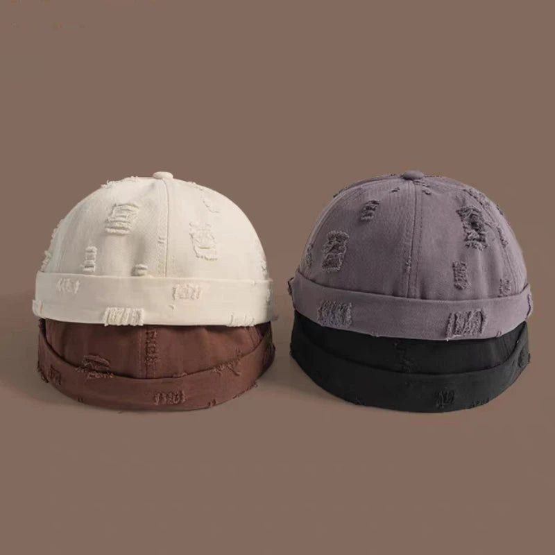 Washed Cotton Destroyed Ripped Docker Cap