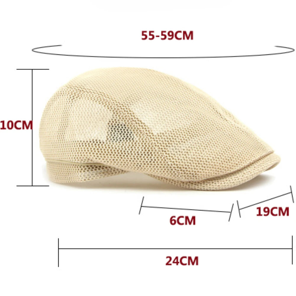 Men Women Breathable Mesh Trucker Cap Solid Plain Ivy Flat Cap Male Female Berets