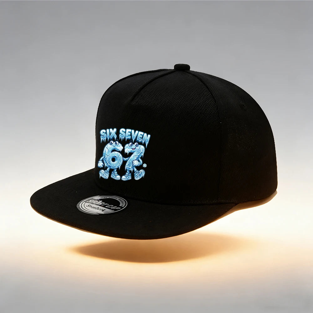 1/2 PC of 67 Ice Cartoon Printed Flat Bottom Brim Snapback Cap