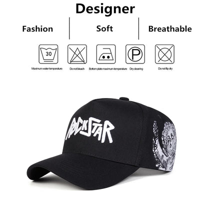Unisex Rockstar LetterEmbroidery Baseball Caps Spring Autumn