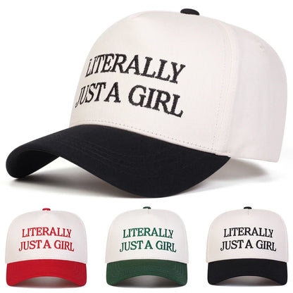 Unisex Literally Jsut A Girl Embroidery Baseball Caps Spring Autumn