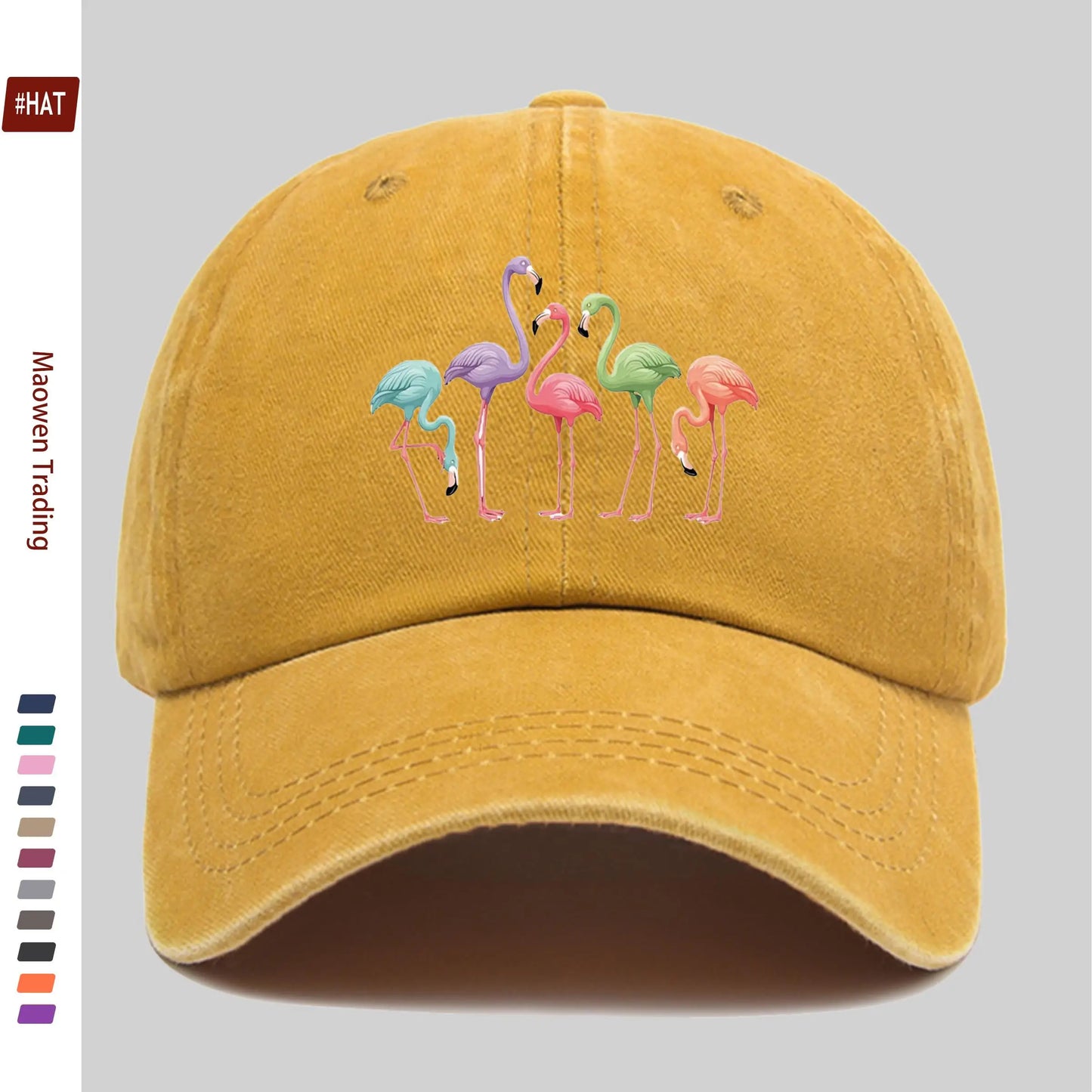 Colorful Flamingo Print Baseball Hat