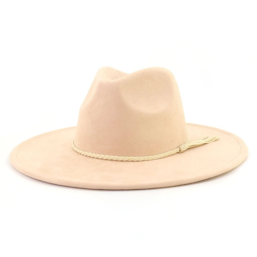 Suede Top Hat 9.5cm Wide Brim Fedora Hat Men Women