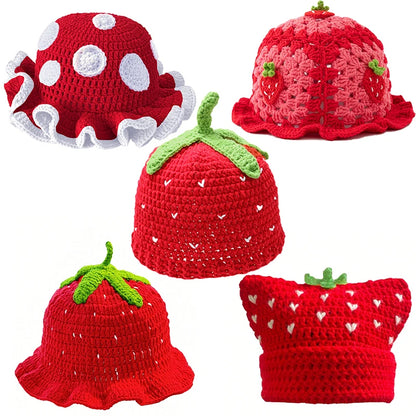 Crocheted And Hollowed-Out Ruffled Cute Knitted Hat