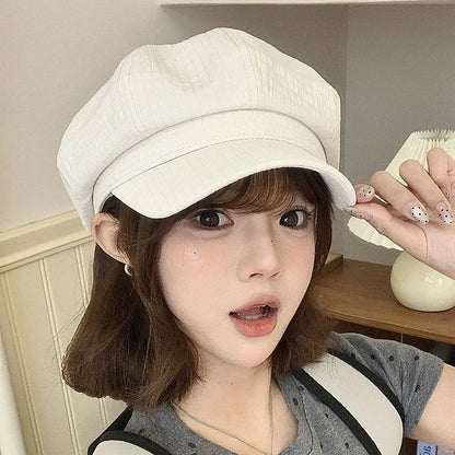 Vintage Newsboy Cap Women Octagonal Beret Hat