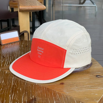 Color Block 5 Panel Baseball Cap - Embroidered Letter Quick Dry Mesh Breathable Sports Cap